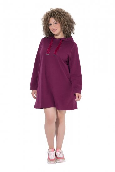 Ulla Popken 853652 Rochie hanorac cu mânecă lungă și glugă Roșu fructe de pădure - Rochii - Rochii pentru toate mărimile
