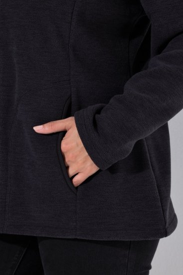 Ulla Popken 853668 Geacă din polar cu guler înalt Neagră - Haine fleece - 