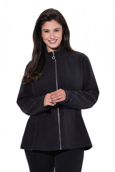 Ulla Popken 853668 Geacă din polar cu guler înalt Neagră - Haine fleece - 
