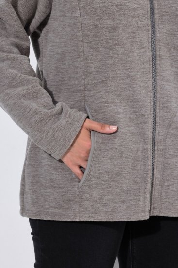 Ulla Popken 853668 Geacă din polar cu guler înalt Gri - Haine fleece - 