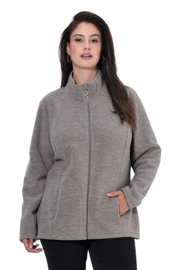 Ulla Popken 853668 Geacă din polar cu guler înalt Gri - Haine fleece - 