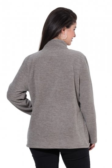 Ulla Popken 853668 Geacă din polar cu guler înalt Gri - Haine fleece - 