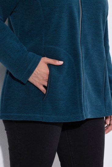 Ulla Popken 853668 Geacă din polar cu guler înalt Petrol - Haine fleece - 