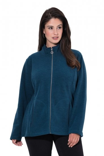 Ulla Popken 853668 Geacă din polar cu guler înalt Petrol - Haine fleece - 