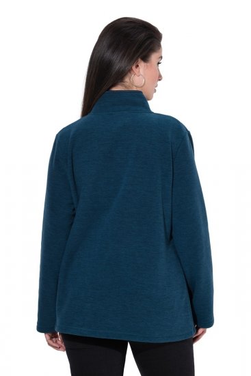 Ulla Popken 853668 Geacă din polar cu guler înalt Petrol - Haine fleece - 