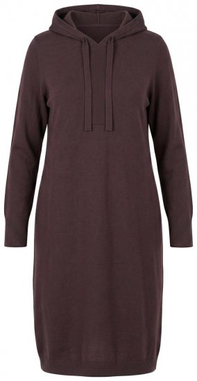 Ulla Popken 853669 Rochie tricotată cu mânecă lungă și glugă Maro mahon - Rochii tricotate - 