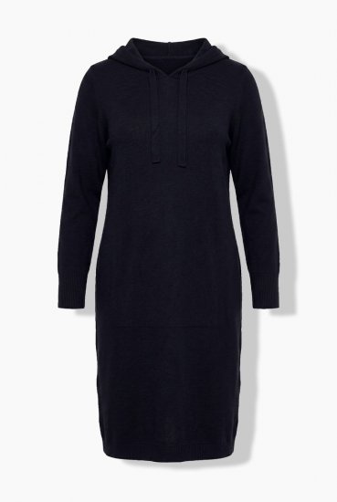 Ulla Popken 853669 Rochie hanorac cu mânecă lungă și glugă Bleumarin - Rochii din molton - 