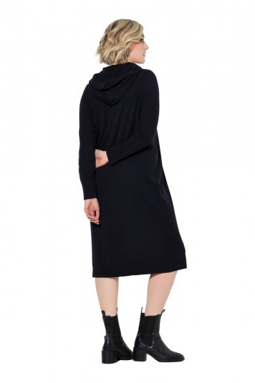 Ulla Popken 853669 Rochie hanorac cu mânecă lungă și glugă Bleumarin - Rochii din molton - 