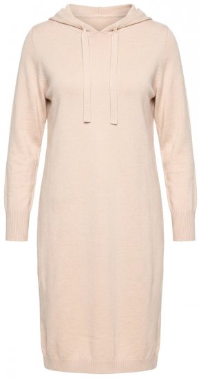 Ulla Popken 853669 Rochie tricotată cu mânecă lungă și glugă Bej - Rochii midi - Rochii midi la marimi mari