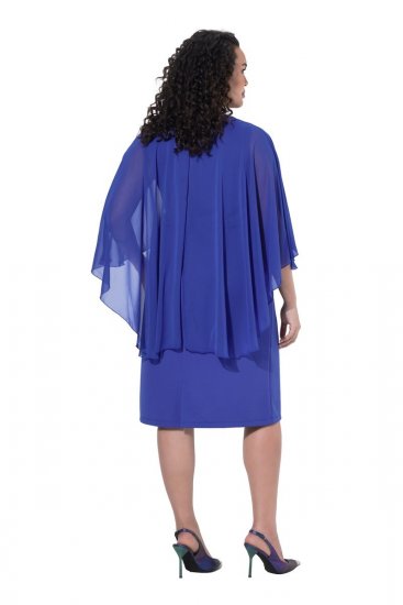 Ulla Popken 853675 Rochie din șifon cu mânecă 3/4 Albastru - Rochii de seară - Rochii de seară marimi mari
