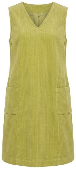 Ulla Popken 853697 Rochie din catifea reiată fără mâneci cu buzunare Verde deschis - Rochii de vară - Rochii de vară marimi mari