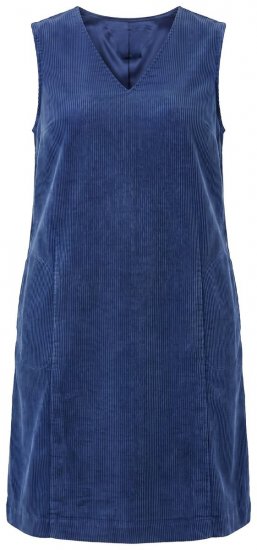 Ulla Popken 853697 Rochie din catifea reiată fără mâneci cu decolteu în V Bleumarin - Rochii de vară - Rochii de vară marimi mari