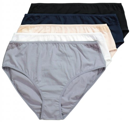 Ulla Popken 853698 Chiloți cu dantelă set de 5 Neagră - Chiloți - 