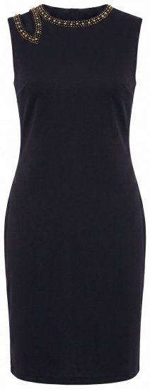 Ulla Popken 853766 Rochie mulată fără mâneci cu strasuri Neagră - Rochii de vară - Rochii de vară marimi mari