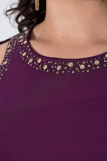 Ulla Popken 853766 Rochie mulată cu strasuri Prună - Rochii de seară - Rochii de seară marimi mari
