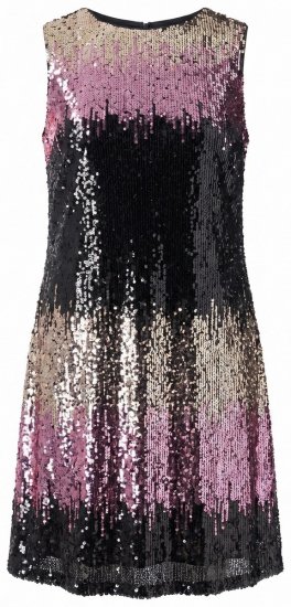 Ulla Popken 853768 Rochie cu paiete în dungi Neagră - Rochii de seară - Rochii de seară marimi mari
