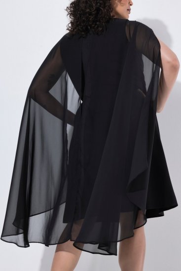 Ulla Popken 853774 Rochie cu volane Neagră - Rochii de seară - Rochii de seară marimi mari