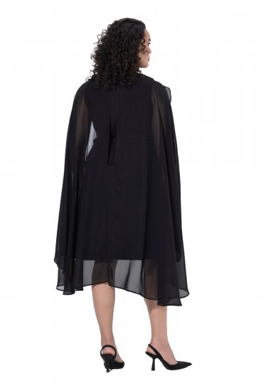 Ulla Popken 853774 Rochie cu volane Neagră - Rochii de seară - Rochii de seară marimi mari
