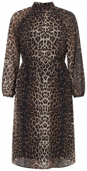 Ulla Popken 853788 Rochie din șifon cu imprimeu animal Maro deschis - Rochii maxi - Rochii maxi marimi mari
