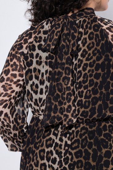Ulla Popken 853788 Rochie din șifon cu imprimeu animal Maro deschis - Rochii maxi - Rochii maxi marimi mari