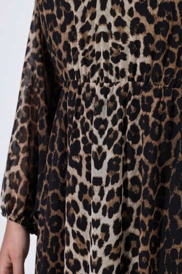Ulla Popken 853788 Rochie din șifon cu imprimeu animal Maro deschis - Rochii maxi - Rochii maxi marimi mari