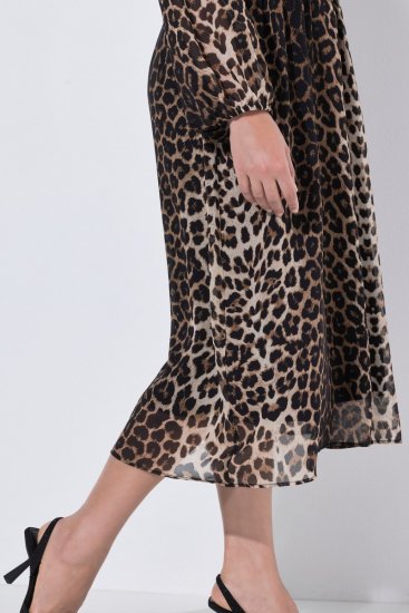 Ulla Popken 853788 Rochie din șifon cu imprimeu animal Maro deschis - Rochii maxi - Rochii maxi marimi mari