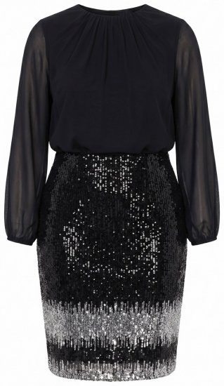 Ulla Popken 853810 Rochie cu paiete Neagră - Rochii de seară - Rochii de seară marimi mari