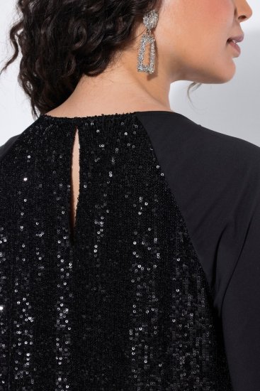 Ulla Popken 853871 Rochie cu paiete Neagră - Rochii de seară - Rochii de seară marimi mari