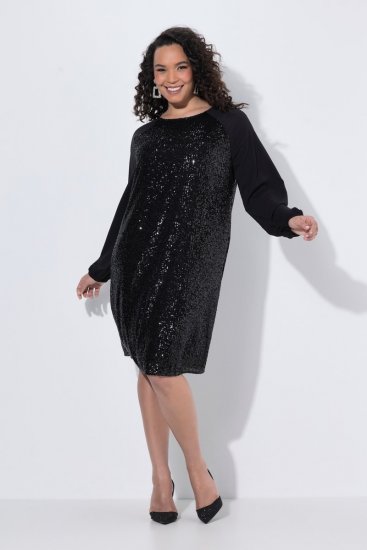 Ulla Popken 853871 Rochie cu paiete Neagră - Rochii de seară - Rochii de seară marimi mari