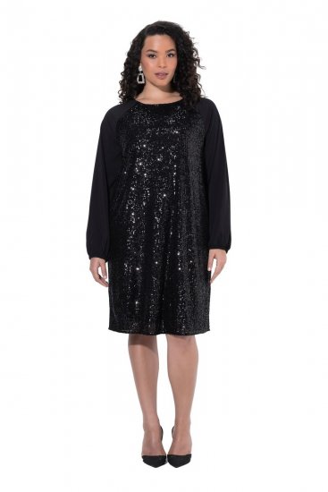Ulla Popken 853871 Rochie cu paiete Neagră - Rochii de seară - Rochii de seară marimi mari