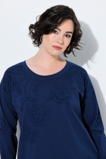 Ulla Popken 853877 Rochie hanorac cu flori Bleumarin - Rochii - Rochii pentru toate mărimile