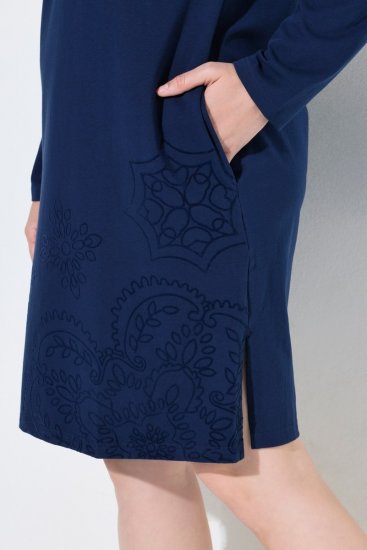 Ulla Popken 853877 Rochie hanorac cu flori Bleumarin - Rochii - Rochii pentru toate mărimile