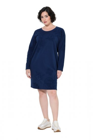 Ulla Popken 853877 Rochie hanorac cu flori Bleumarin - Rochii - Rochii pentru toate mărimile