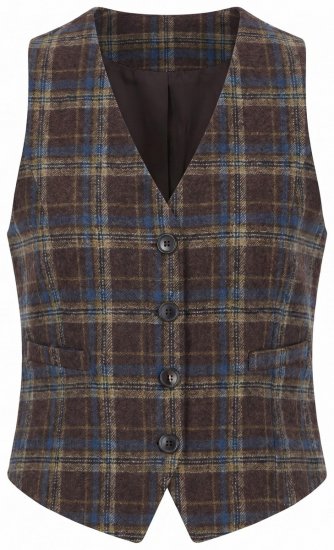 Ulla Popken 853892 Vestă în carouri cu decolteu în V Maro mahon - Veste de costum -