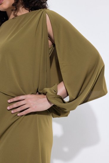 Ulla Popken 854048 Rochie maxi cu mânecă lungă Verde măsliniu - Rochii maxi - Rochii maxi marimi mari