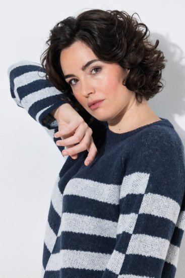 Ulla Popken 854095 Rochie tricotată cu mânecă lungă Bleumarin - Rochii - Rochii pentru toate mărimile