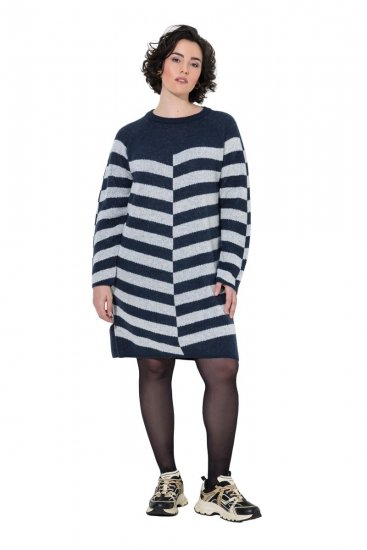 Ulla Popken 854095 Rochie tricotată cu mânecă lungă Bleumarin - Rochii - Rochii pentru toate mărimile