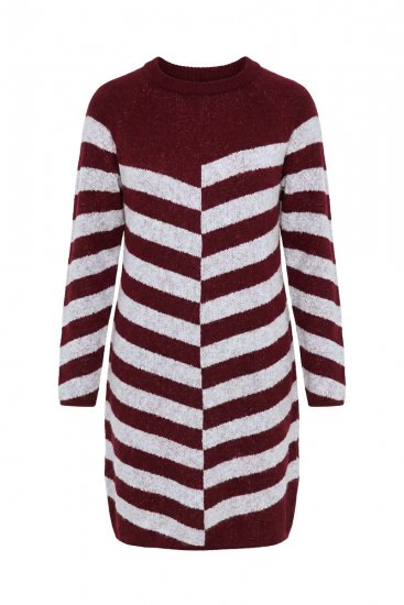 Ulla Popken 854095 Rochie tricotată în dungi Roșu vin - Rochii - Rochii pentru toate mărimile