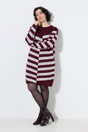Ulla Popken 854095 Rochie tricotată în dungi Roșu vin - Rochii - Rochii pentru toate mărimile
