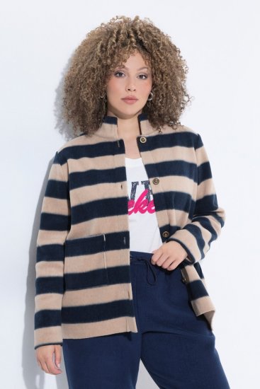Ulla Popken 854366 Jachetă din fleece Maro deschis - Geci - Jachete de damă marimi mari