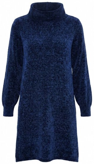 Ulla Popken 854602 Rochie tricotată cu mânecă lungă și guler înalt Bleumarin - Rochii - Rochii pentru toate mărimile