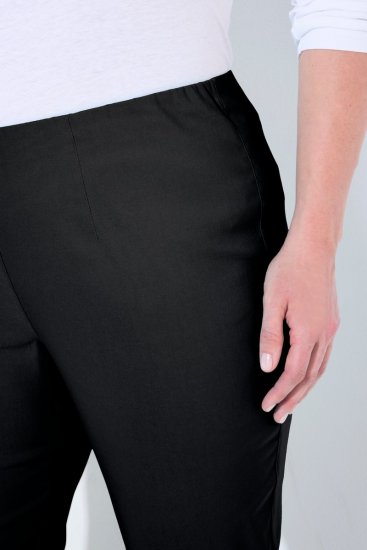 Ulla Popken 854910 Pantaloni stretch călduroși cu talie elastică Neagră - Pantaloni din material textil - Pantaloni evazați marimi mari