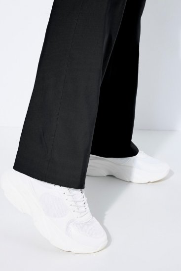 Ulla Popken 854910 Pantaloni stretch călduroși cu talie elastică Neagră - Pantaloni din material textil - Pantaloni evazați marimi mari