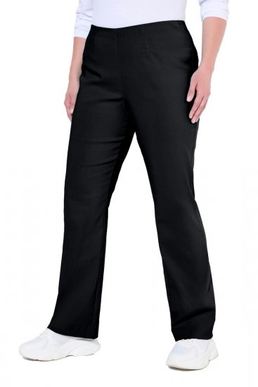 Ulla Popken 854910 Pantaloni stretch călduroși cu talie elastică Neagră - Pantaloni din material textil - Pantaloni evazați marimi mari
