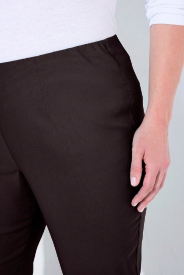 Ulla Popken 854910 Pantaloni stretch călduroși cu talie elastică Maro mahon - Pantaloni din material textil - Pantaloni evazați marimi mari