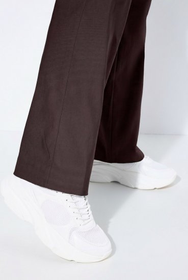 Ulla Popken 854910 Pantaloni stretch călduroși cu talie elastică Maro mahon - Pantaloni din material textil - Pantaloni evazați marimi mari
