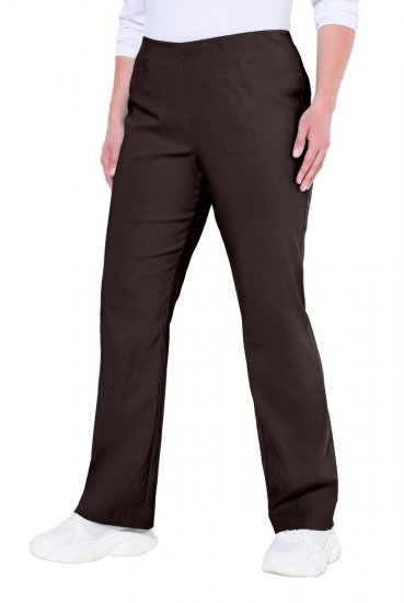 Ulla Popken 854910 Pantaloni stretch călduroși cu talie elastică Maro mahon - Pantaloni din material textil - Pantaloni evazați marimi mari