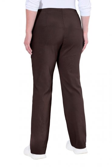 Ulla Popken 854910 Pantaloni stretch călduroși cu talie elastică Maro mahon - Pantaloni din material textil - Pantaloni evazați marimi mari