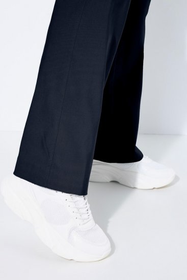 Ulla Popken 854910 Pantaloni stretch călduroși cu talie elastică Bleumarin - Pantaloni din material textil - Pantaloni evazați marimi mari