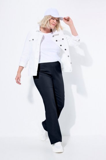 Ulla Popken 854910 Pantaloni stretch călduroși cu talie elastică Bleumarin - Pantaloni din material textil - Pantaloni evazați marimi mari